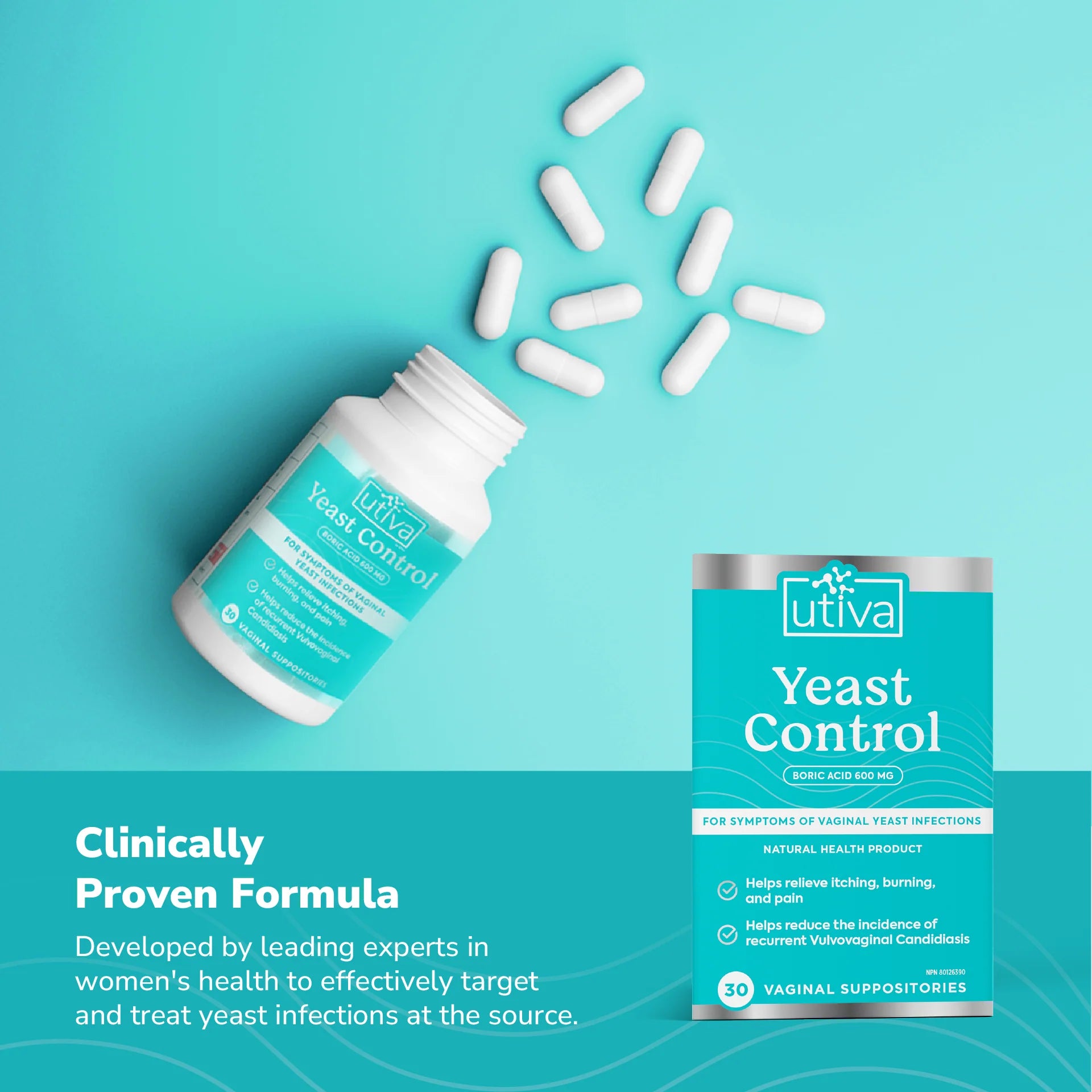 Utiva Yeast Control (Boric Acid Suppositories)