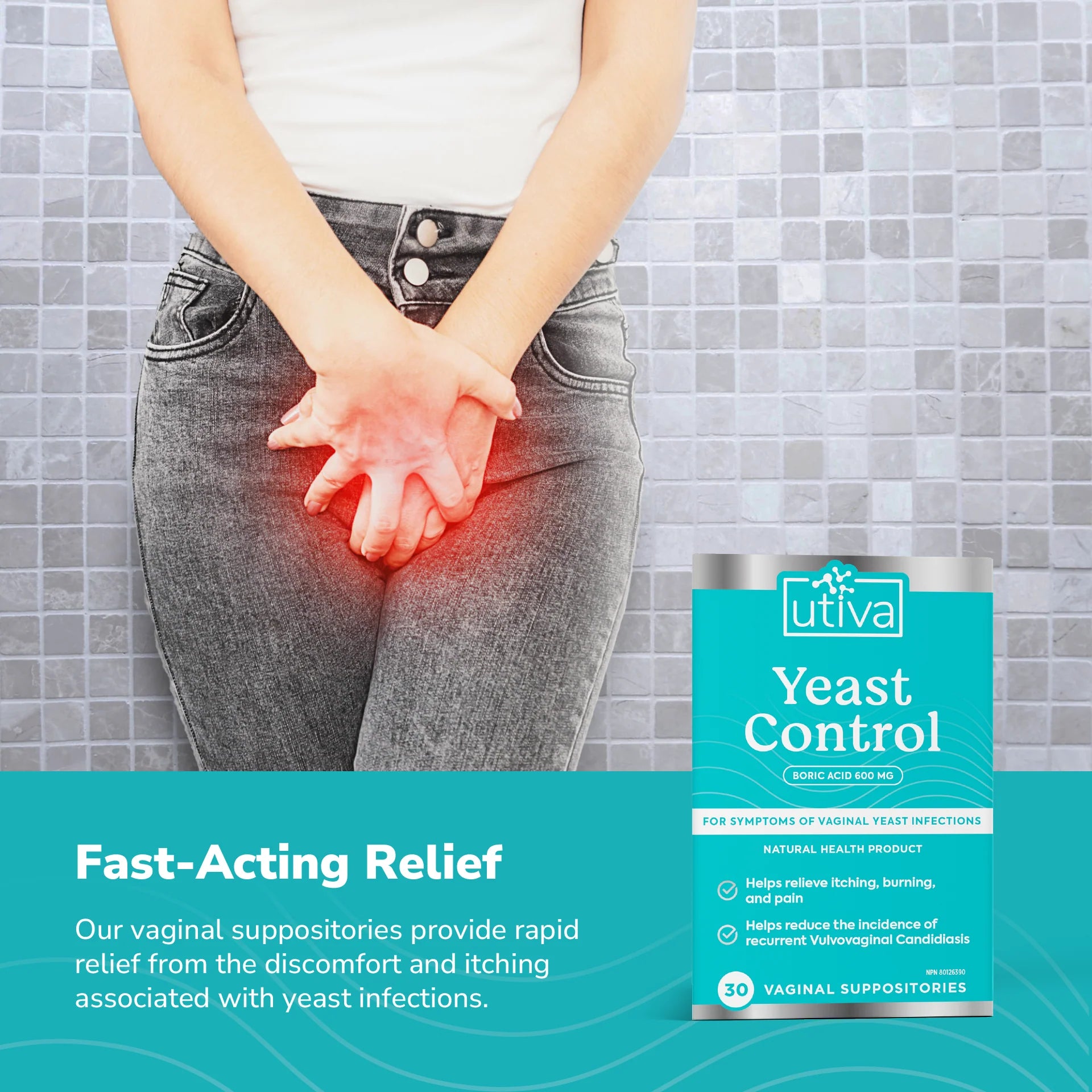 Utiva Yeast Control (Boric Acid Suppositories)